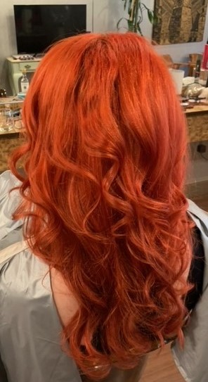 Salon hairstyle with dimensional color